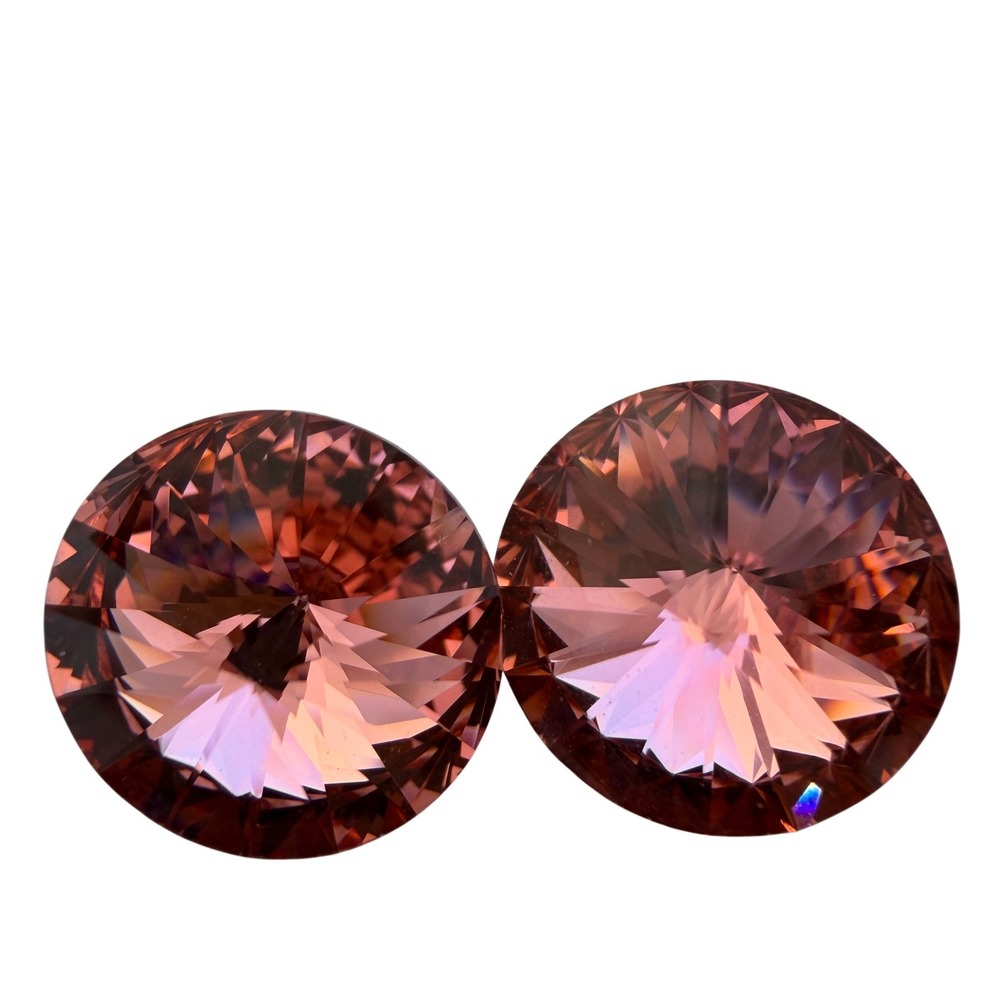 New‎ Faceted Crystal Rivoli Stones 14mm Pink Round Lot of 2